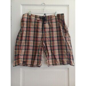 Old Navy madras plaid cotton shorts mens XL unlined tie waist grunge 90s beach
